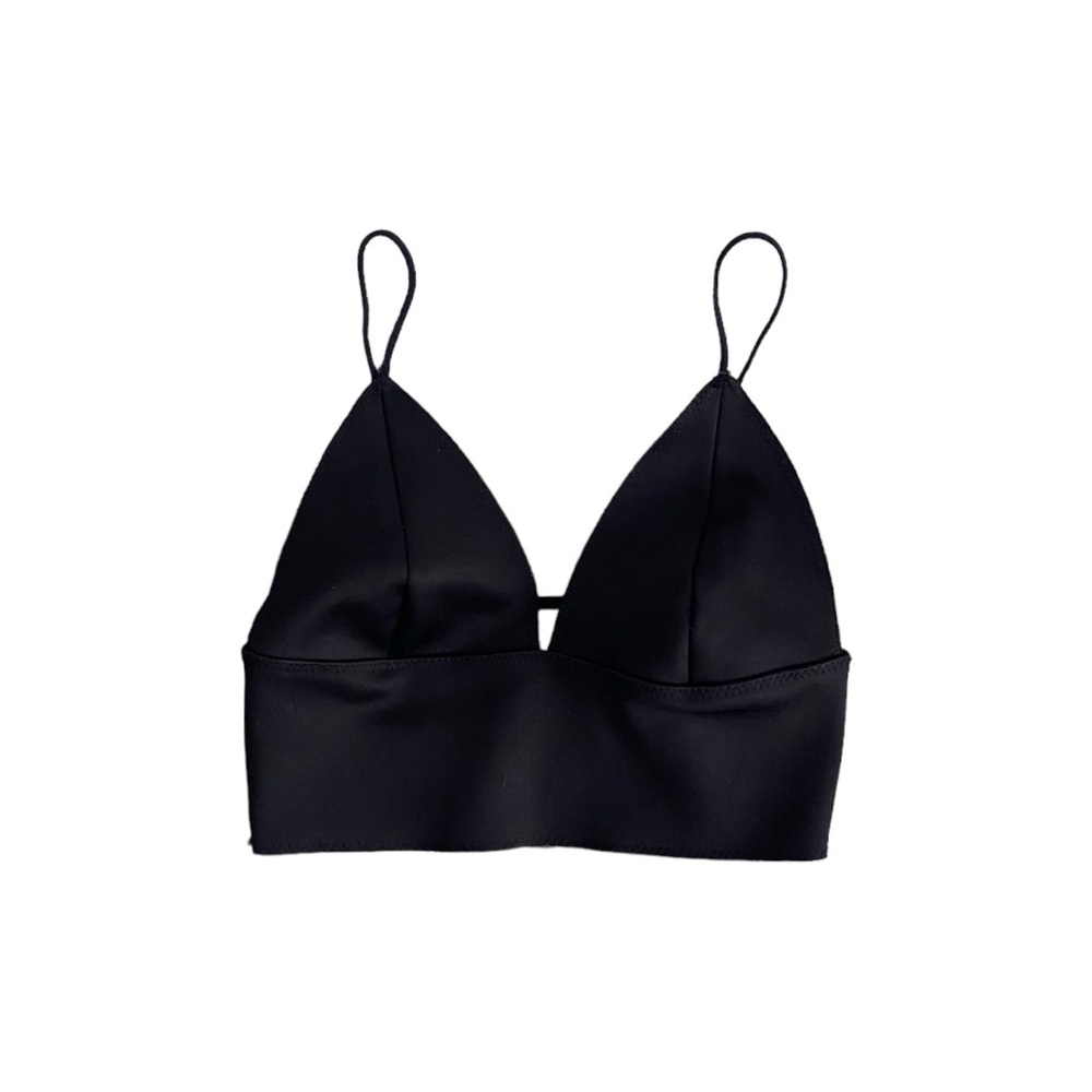 H&M Satin Bustier Bralette Black Crop Top Size US 6